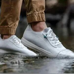Vessi White Low-Top Knit Waterproof Sneakers